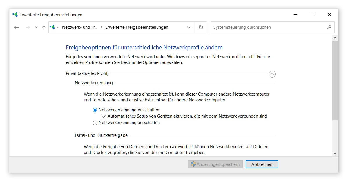 The last step to be able to setup and view your network in Windows 10