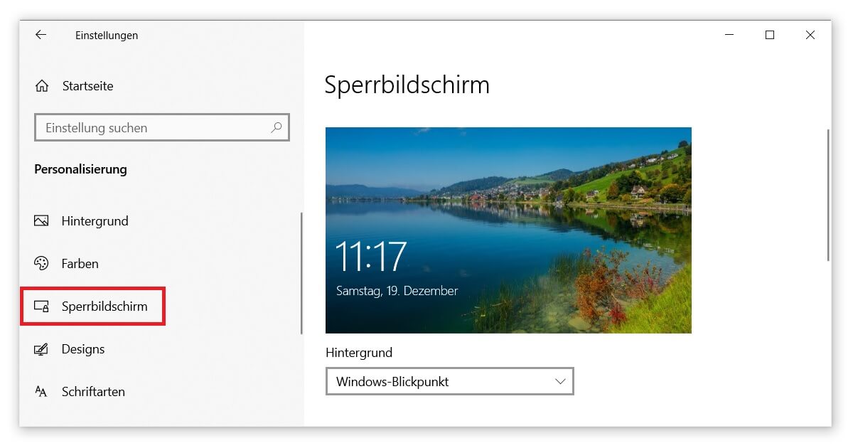 How to change lock screen on Windows 10 via the settings