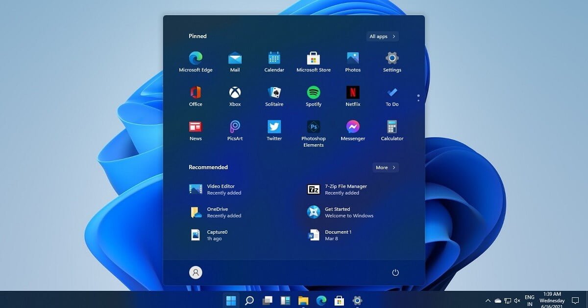This is how the start menu presents itself