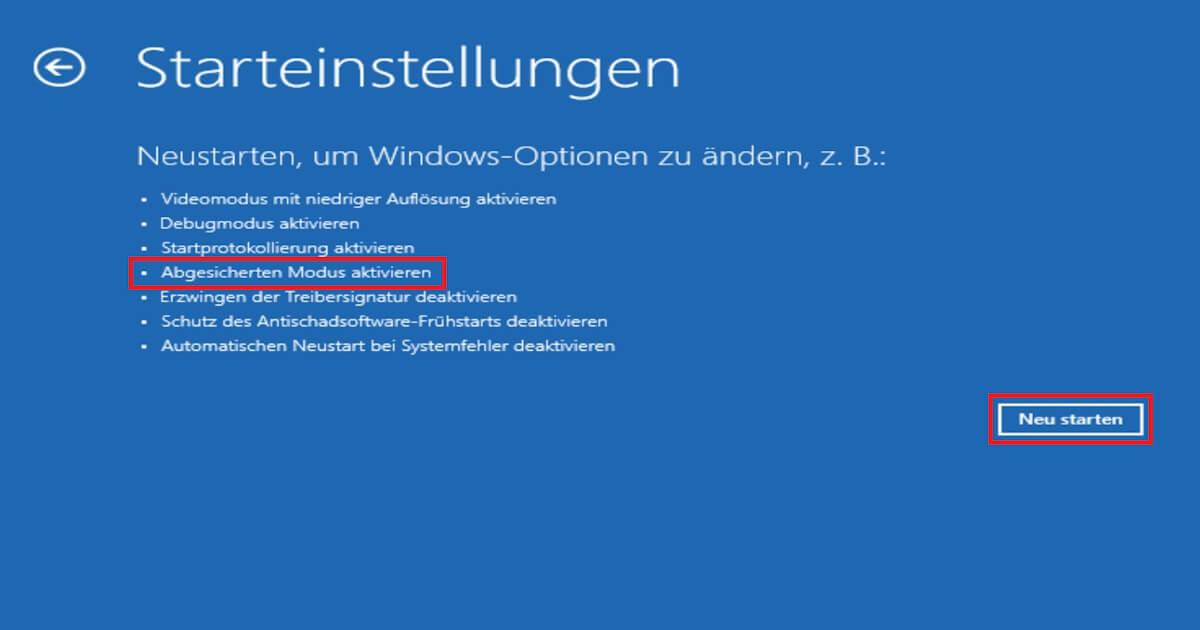 Bei Windows 11 abgesicherter Modus aktivieren