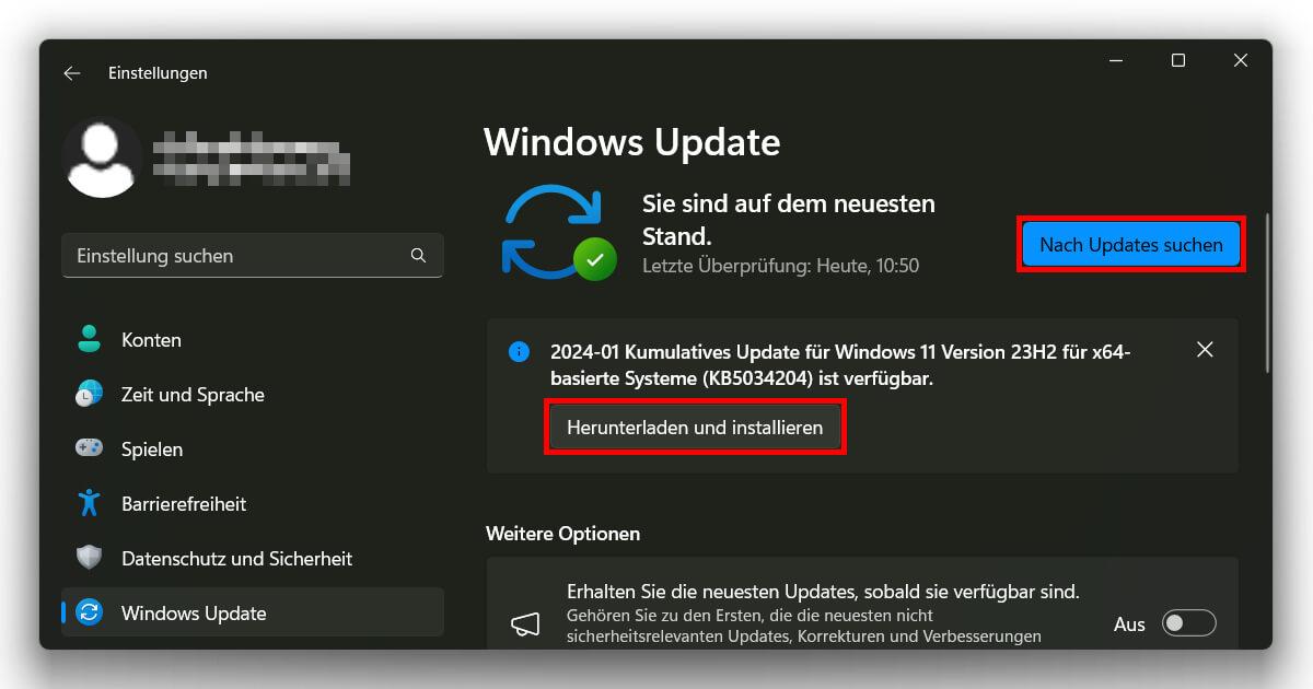 Bei Version 23H2 oder 22H2 auch Windows 11 Update Probleme