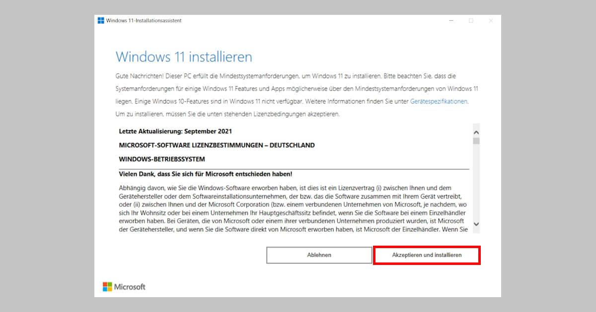 Mit dem Assistenten Windows 11 trotzdem installieren