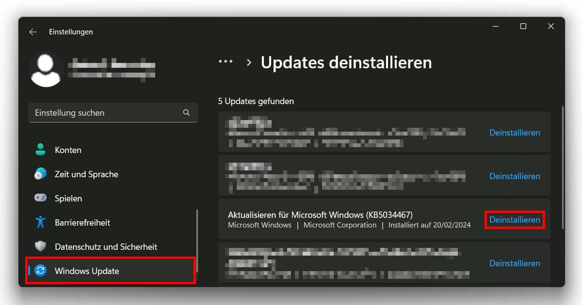 Einfach Windows 11 Update rückgängig machen