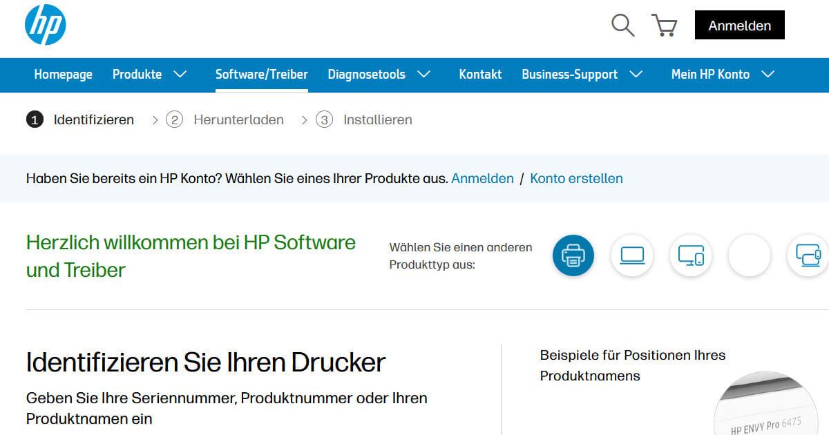 Willkommen auf der Homepage für HP Drucker